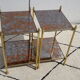 Pair of bedside tables in gilded brass and glass, midcentury