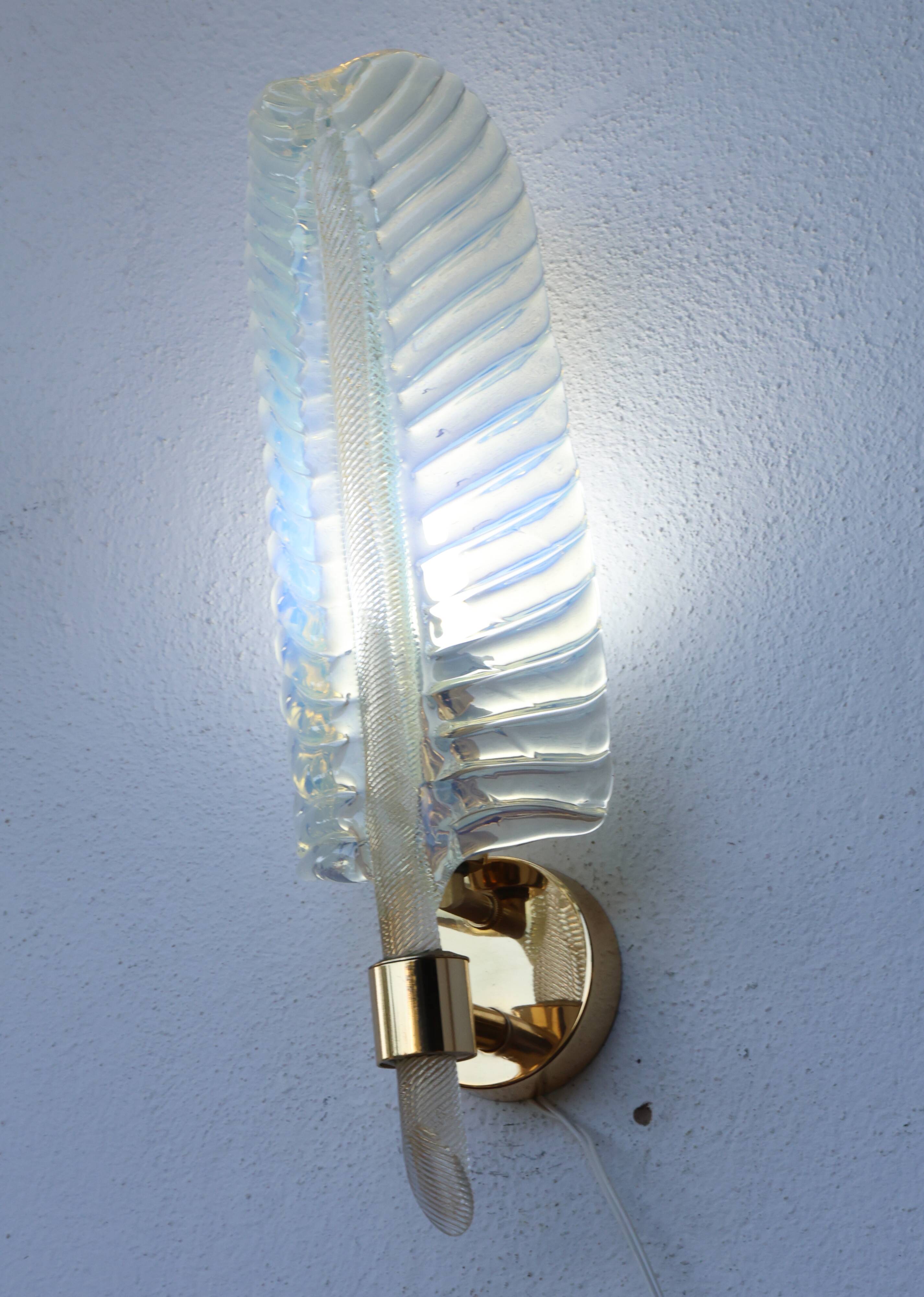 Rare Set of 2 Luxury Barovier e Toso Leaf Wall Light