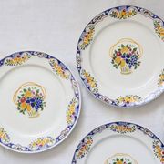 Set of 4 Boch dessert plates, Fructidor service, vintage
