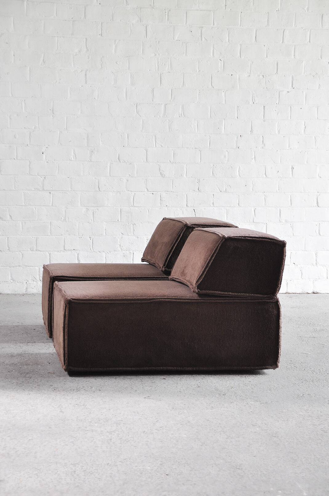 Vintage Modular Trio Sofa in Brown Teddy Upholstery from Cor, 1973, Set of 3