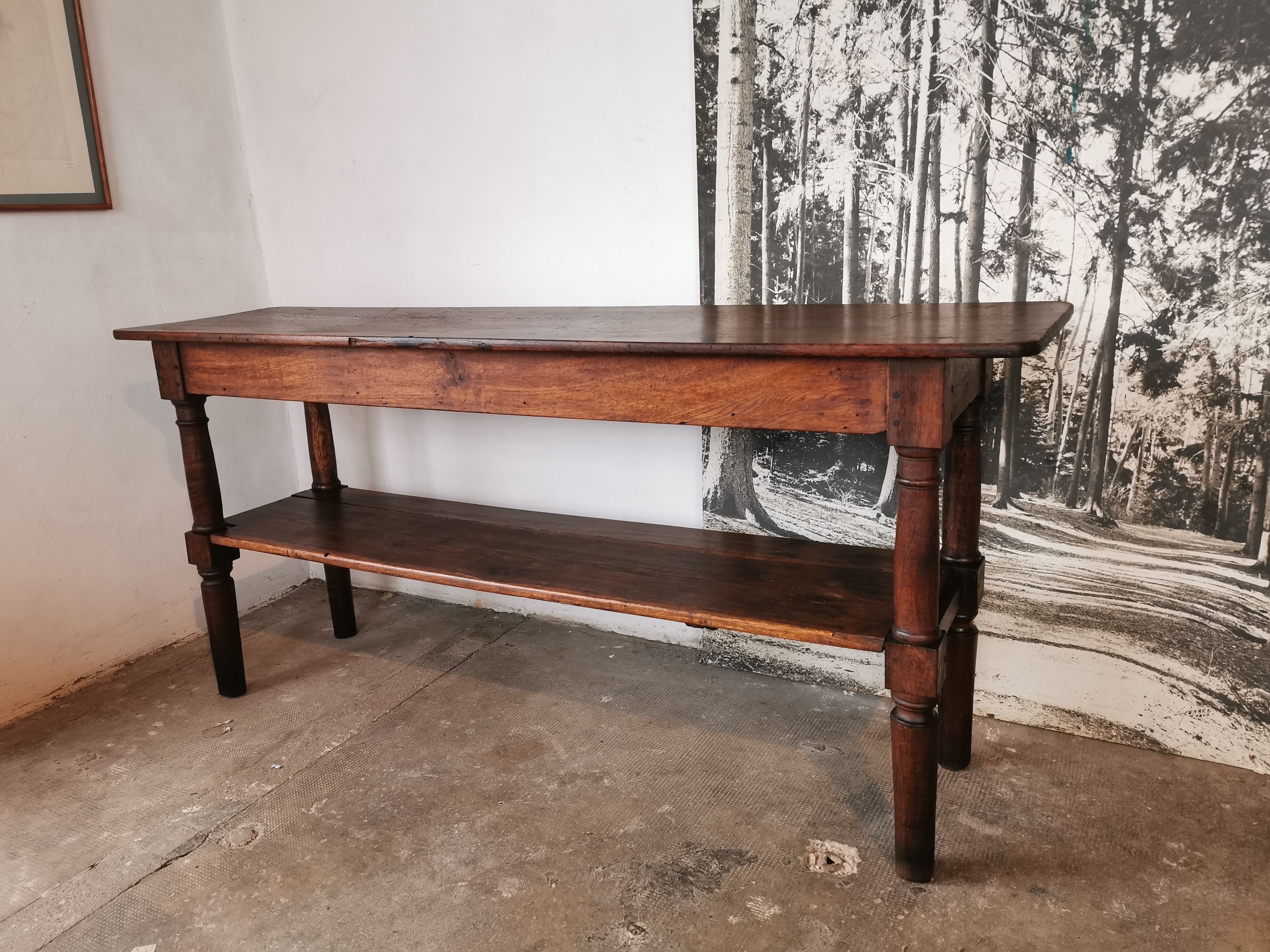 Draper table, oak wood console