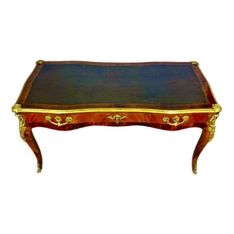 Louis XV style desk early nineteenth century, double-sided, rosewood, violet wood, gilded bronzes
