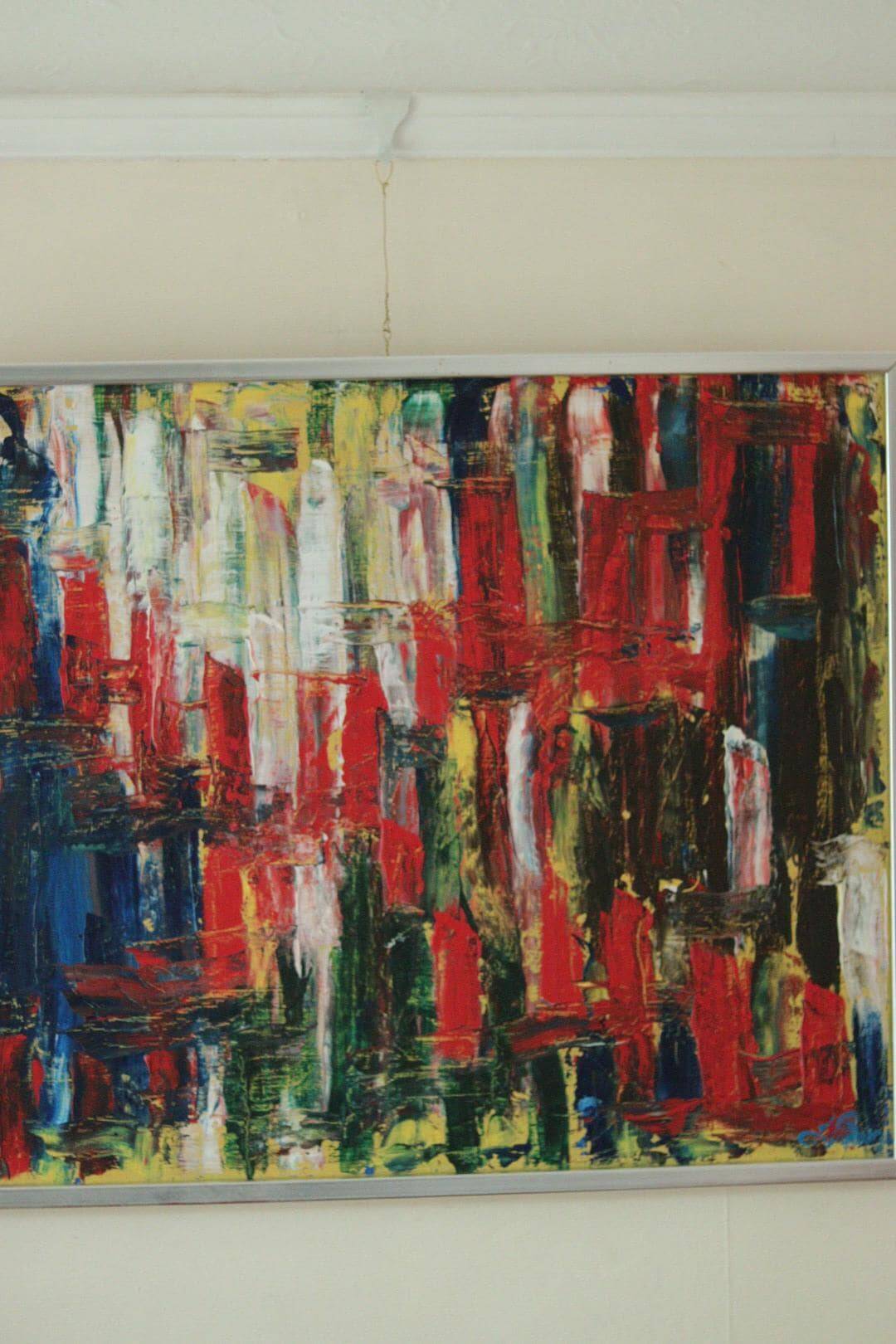 Original vintage abstract oil on canvas