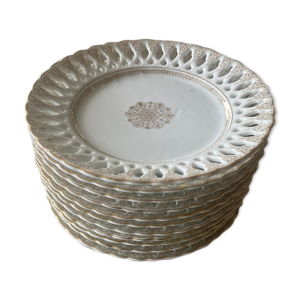 Lot de 12 assiettes à - dessert porcelaine