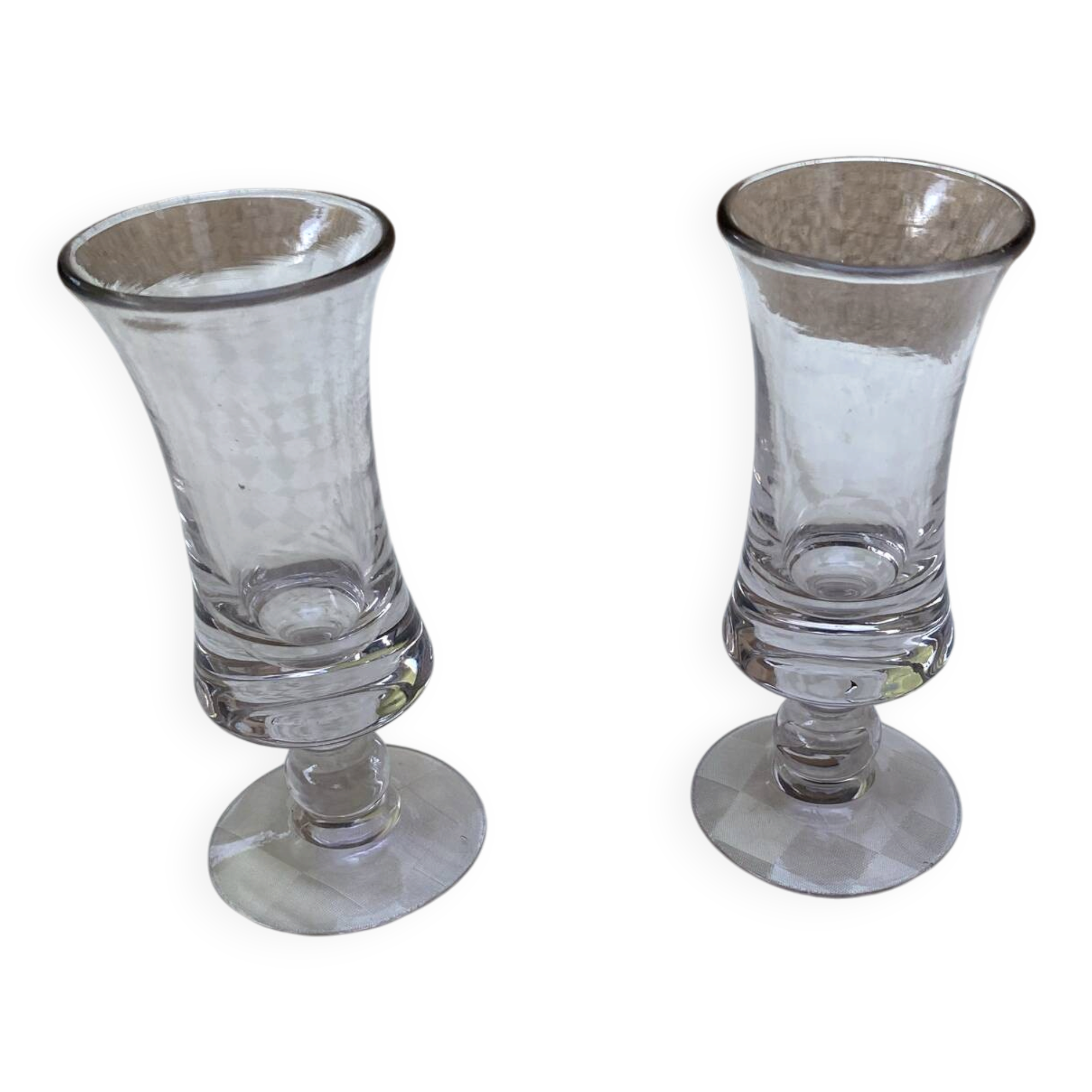 Pair of antique pressed glass liqueur glasses – Bistro style