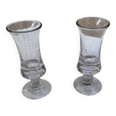 Pair of antique pressed glass liqueur glasses – Bistro style