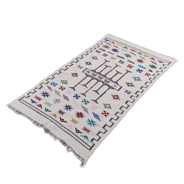 Tapis bohème blanc marocain 112x195 cm