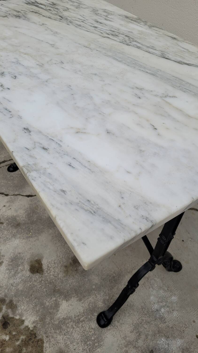 Marble and cast iron restaurant bistro table