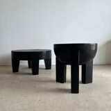 Monoxyl sofa end in black mango tree tripod half-sphere tray h:45 d:44