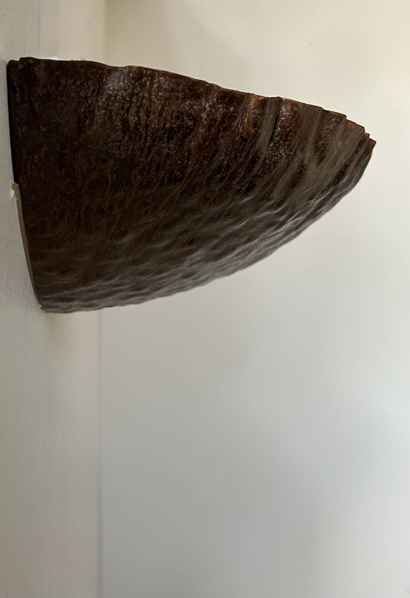 Pair of vintage wall lights, treated rusted metal, France, 1980
