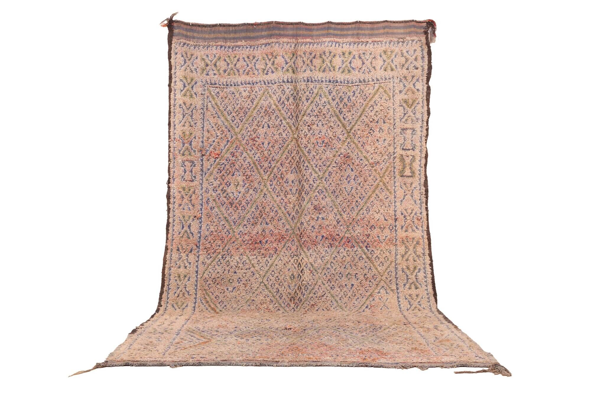 Vintage Moroccan Wool Rug 192 x 328 cm, Handmade Berber Rug, Bohemian Rug