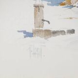 René leverd: switzerland, the sheepfold of lagnau, original signed watercolor