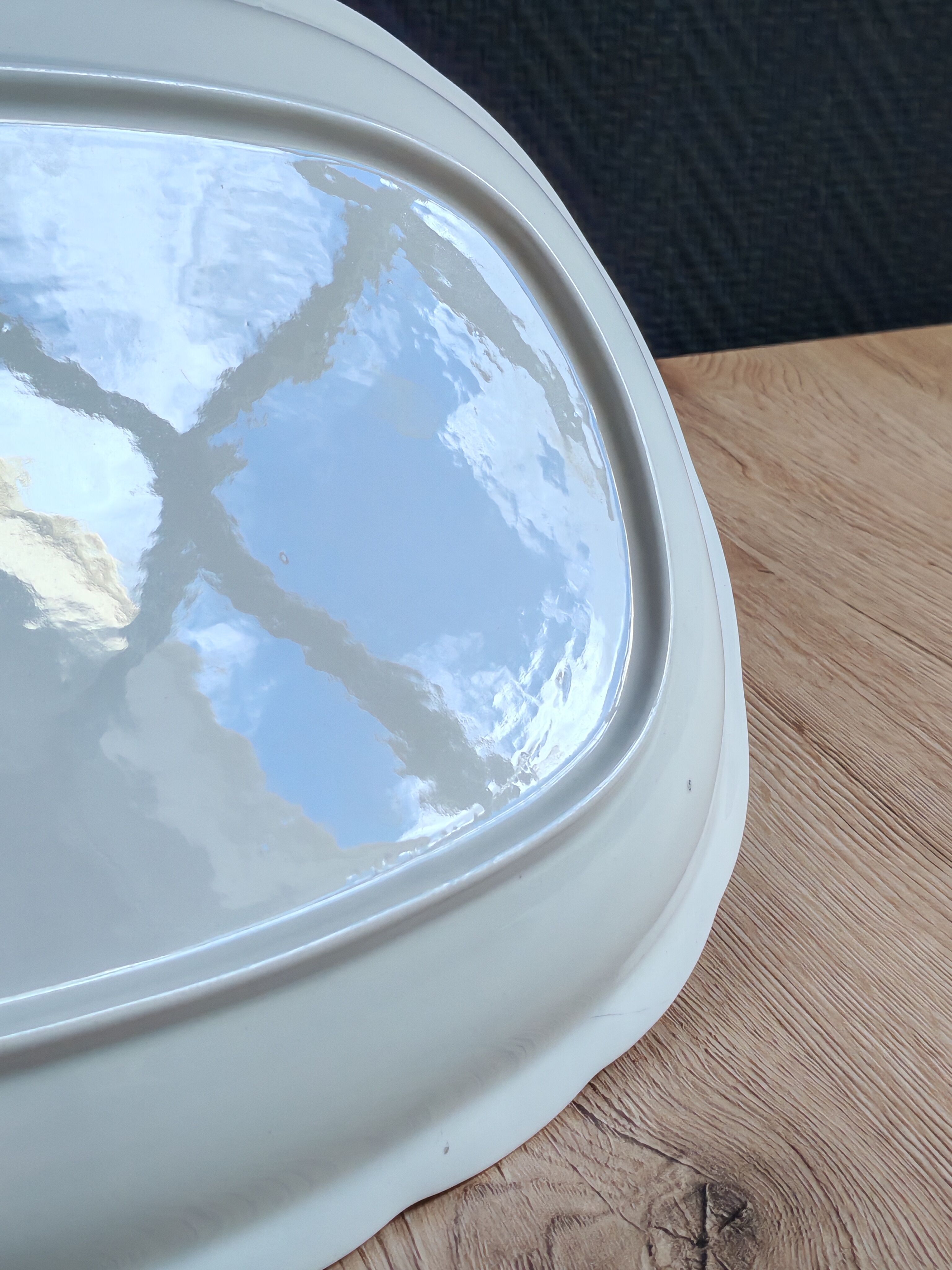 Vintage oval serving platter in white porcelain