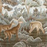 Important Indochinese silk embroidered hanging, Deer in the forest, circa 1940