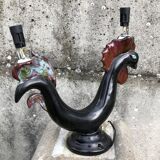 Lampe zoomorphe coq noir