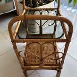 Rattan and caning side table
