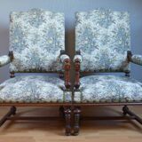 2 pairs of Louis XIII style armchairs