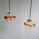 Pair of Space Age pendant lights in blown bubble Murano glass, 1970.