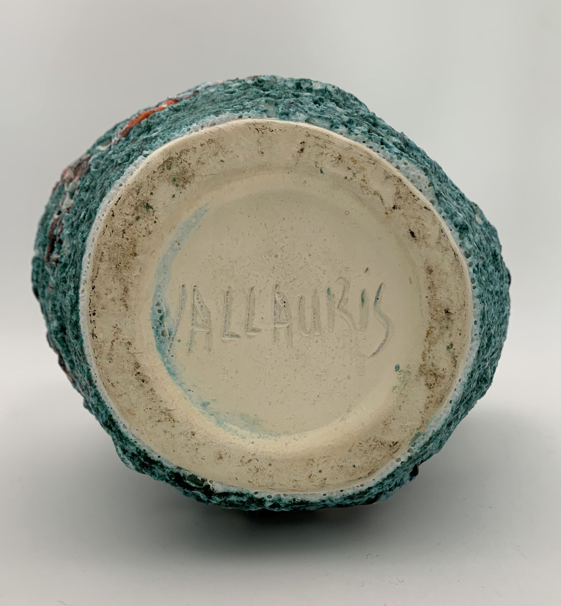 Vase vintage en céramique de vallauris, émail « fat lava » années 1960