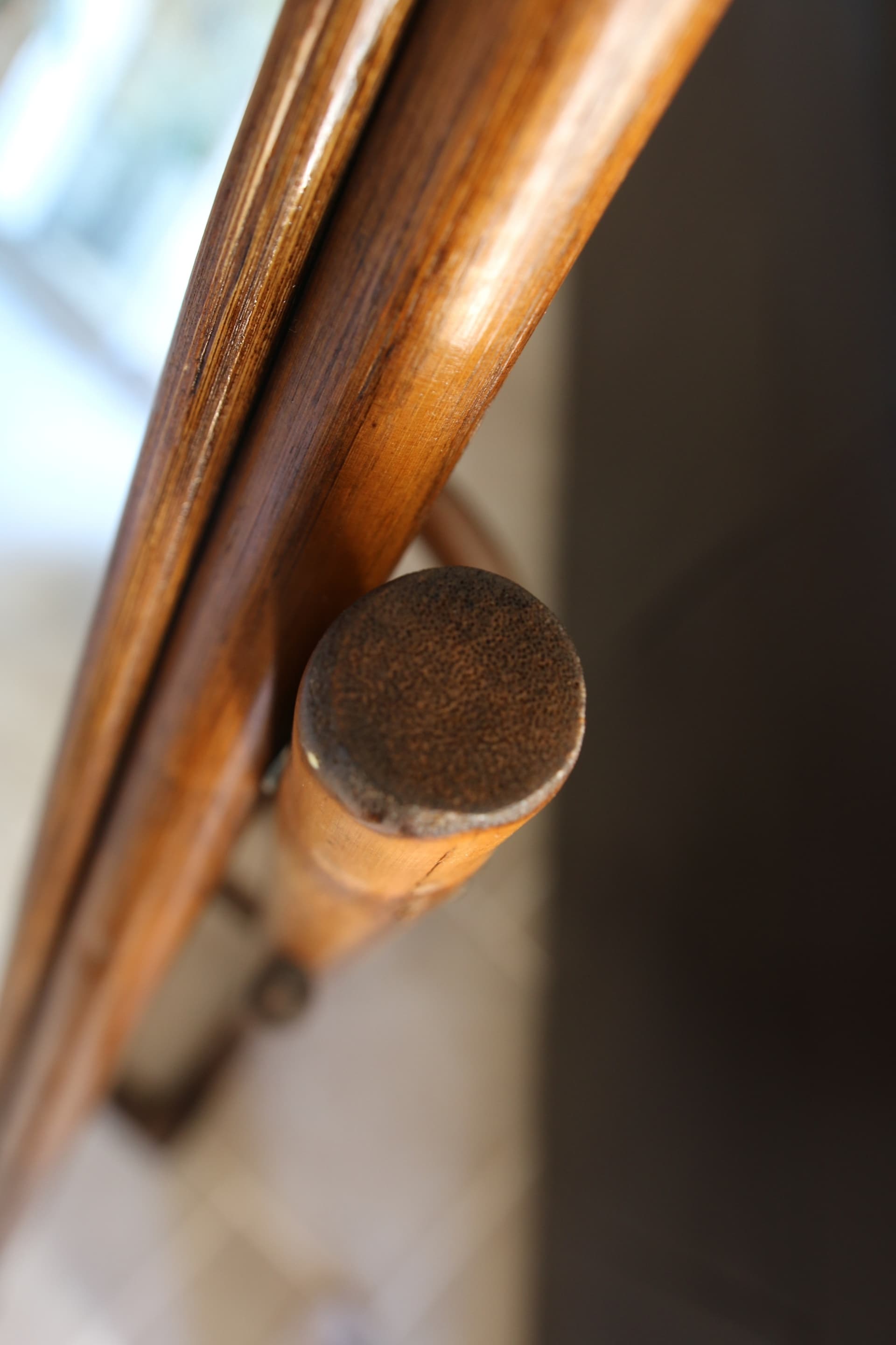 Vintage rattan full-length mirror, 1960s-70s.