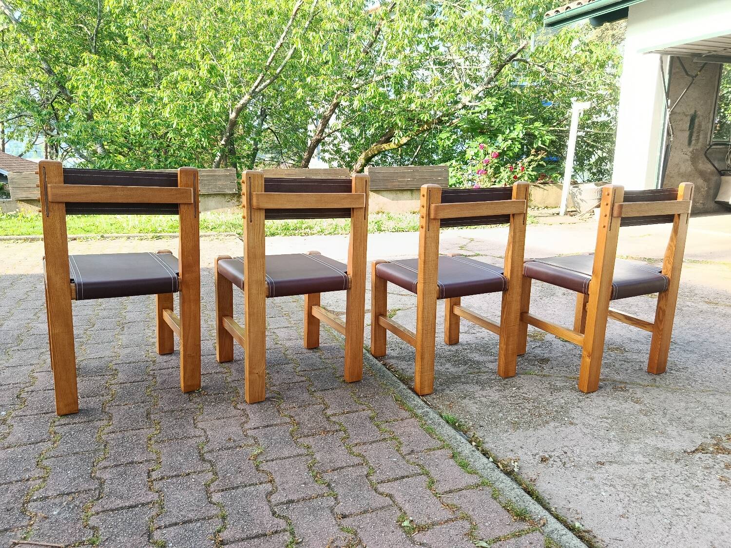 4 brutalist chairs by Pierre Chapo