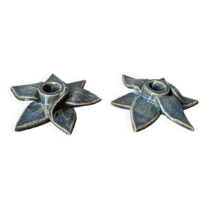 Paire de bougeoirs céramique - fabrication artisanale