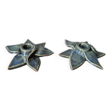 Pair of handcrafted ceramic candlesticks inspired by plants