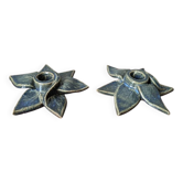 Pair of handcrafted ceramic candlesticks inspired by plants