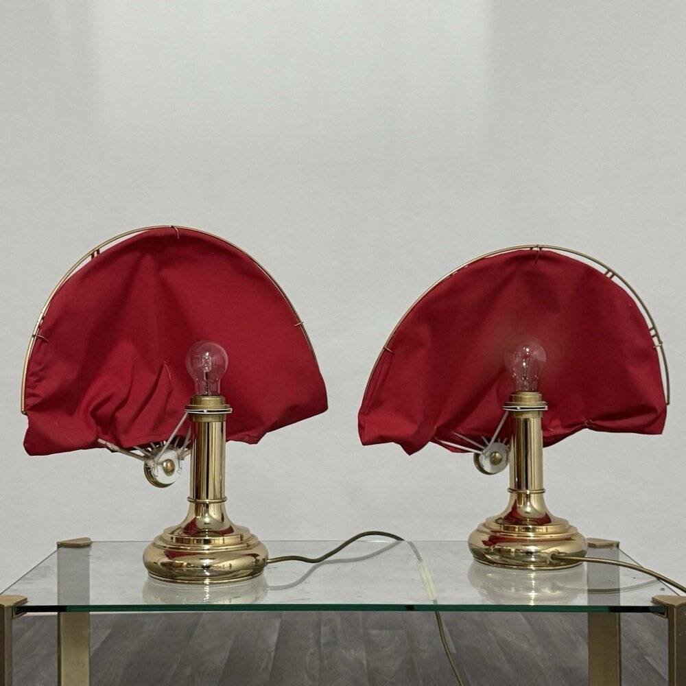 Lampes de table en laiton de style Hollywood Regency, années 1970, ensemble de 2