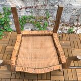 Barber's armchair in wood cannage and straw 1900