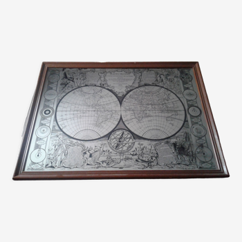 Vintage world map mirror frame