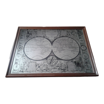 Vintage world map mirror frame