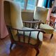 Lot of 2 olive green velvet armchairs.