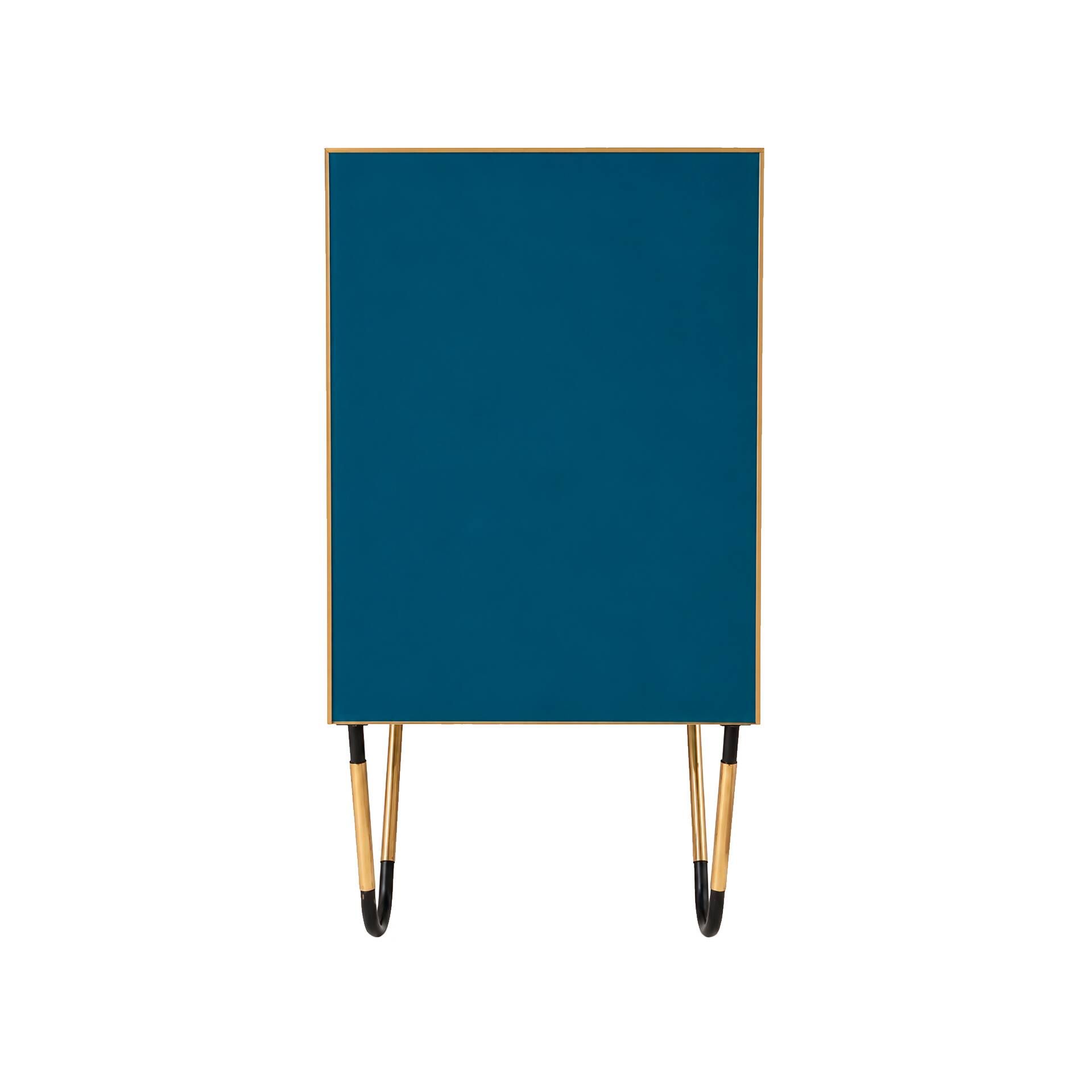 Mid-Century Modern Style Solid Wood and Colored Glass Italian Sideboard