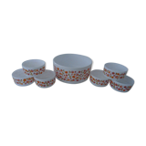 Saladier - t 6 cups scania orange flowers vintage arcopal