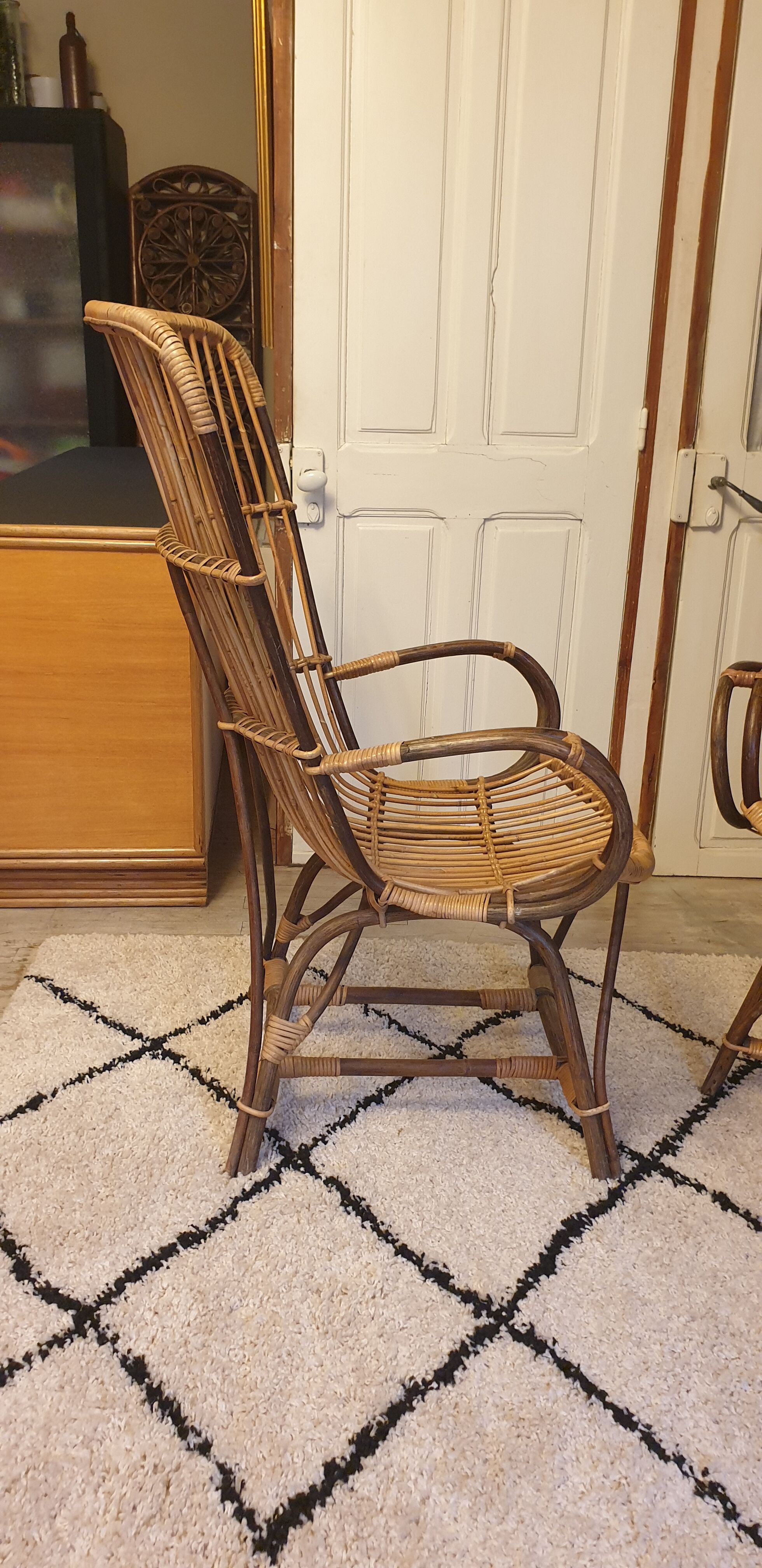 Pair of rattan armchairs