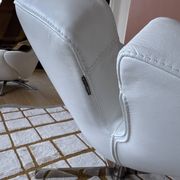 Fauteuil Vintage Signet pivotant Cuir Blanc
