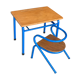 Blue desk and school chair set  design Jacques Hitier