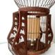Antique wooden birdcage table lamp light bird home vintage