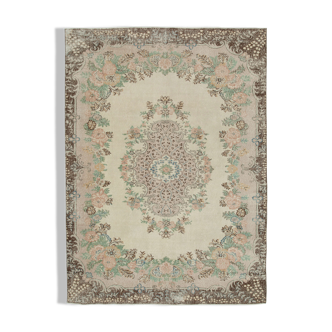 Tapis beige turc antique noué à la main 213 cm x 294 cm - 25059