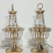 Paire de lampes de table en cristal. Espagne, années 1980.