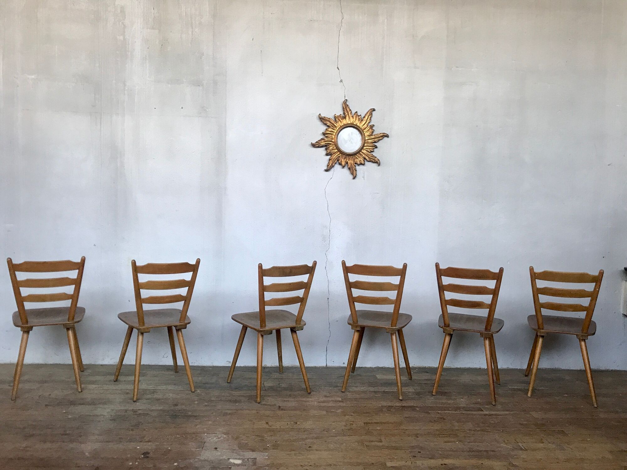 Series of 20 Scandinavian chairs or vintage wooden bistro