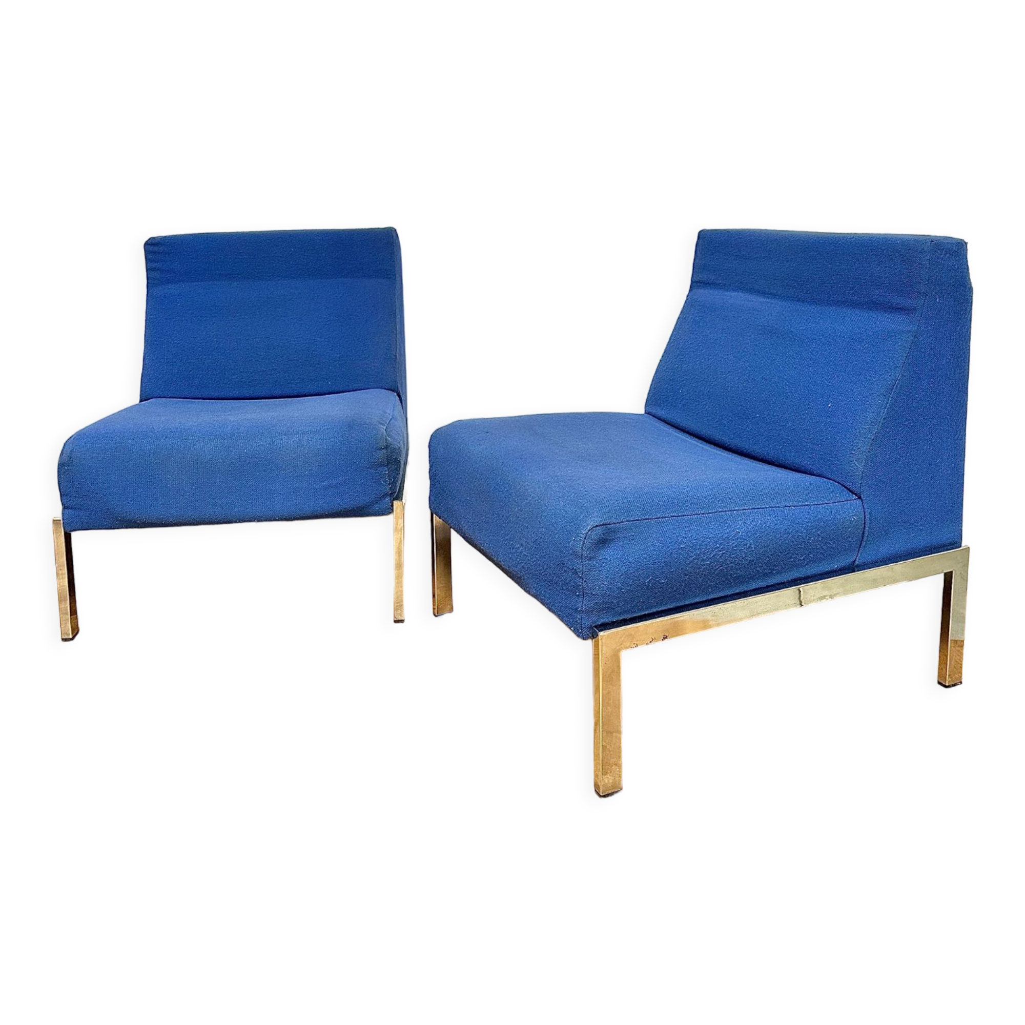 Pair of blue fabric design seats