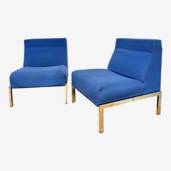 Pair of blue fabric design seats