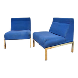Paire de chauffeuses design tissu bleu