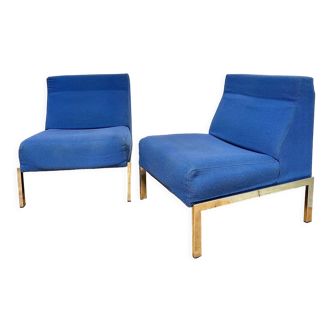 Pair of blue fabric design seats