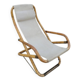 Vintage bamboo deck chair armchair 1950s Italy