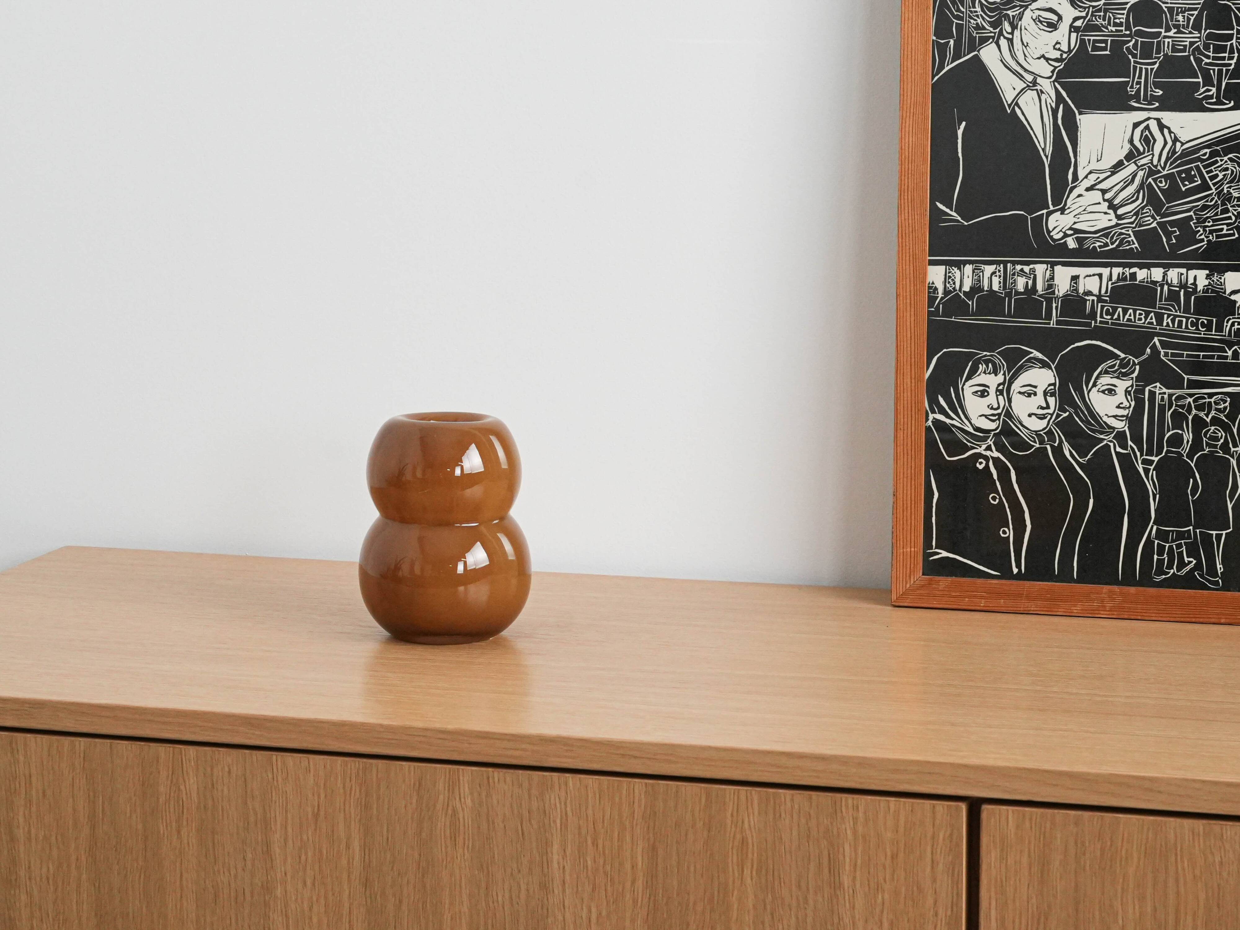 Caramel glass vase, Danish design, 1960s, made in Denmark