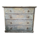 Commode patinée beige et bleu style wabi sabi