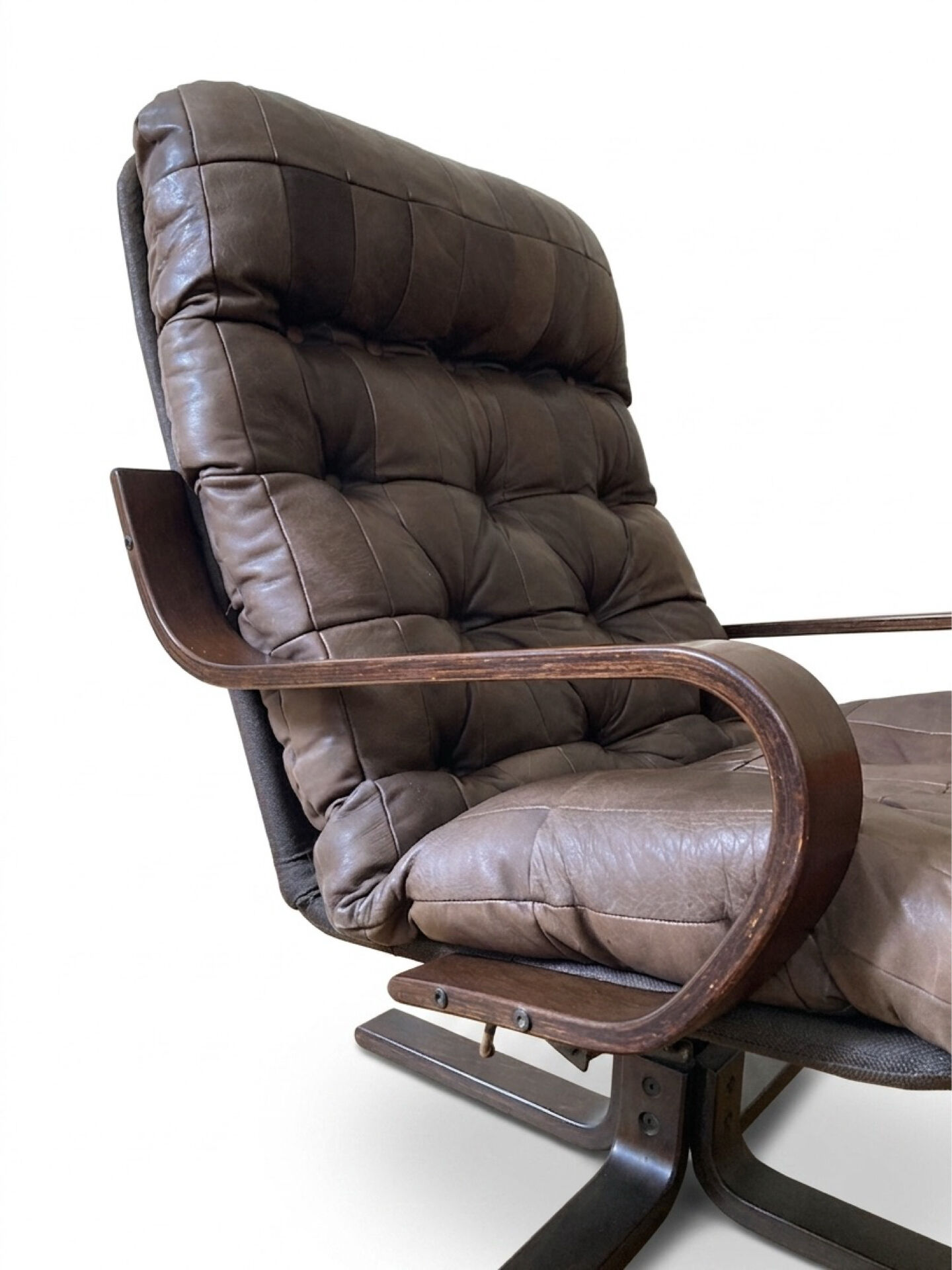 Mid-century leather swivel chair